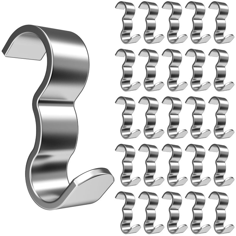 appacare 25 حزمة من خطافات التشكيل، خطافات شماعات قضبان الصور الفولاذية، خطافات تشكيل قضبان الصور العريضة (فضي) - Image 1